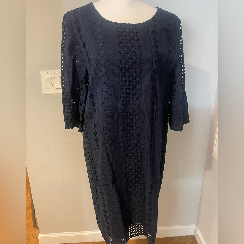 Jcrew Retail eyelet cotton summer dress 3/4 sleeves knee length like new size 10